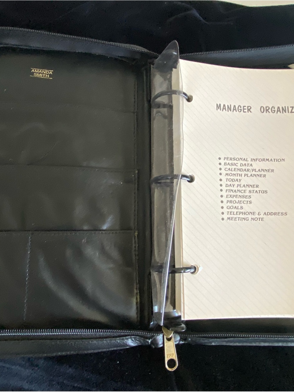 Amanda Smith Black Zippered Organizer Binder